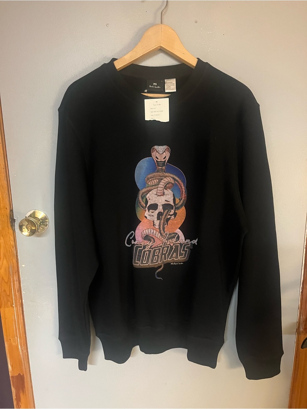 Paul Smith Black Cobra Skull Graphic Crewneck Sweatshirt